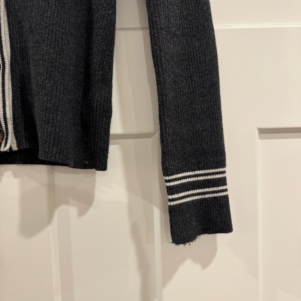 Faherty Mikki Cardigan Sweater, Black Cinder Sideline Stripe, Size Medium - Picture 7 of 13